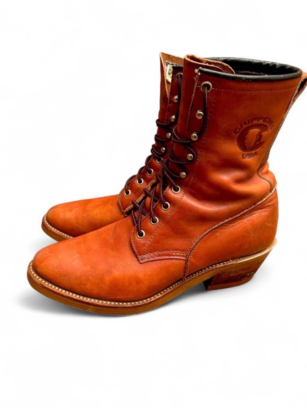 VTG 60s Chippewa Black Label Packer Boots 9.5 D Russet Leather Biltrite Vibram